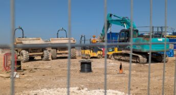 construction site with heavy machinery